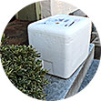 Airgas Dry Ice delivery container on a doorstep