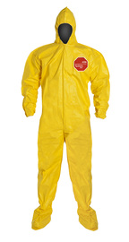 DuPont™ 3X Yellow Tychem® 2000 10 mil Chemical Protective Coveralls (With Hood, Elastic Wrists And Attached Socks)