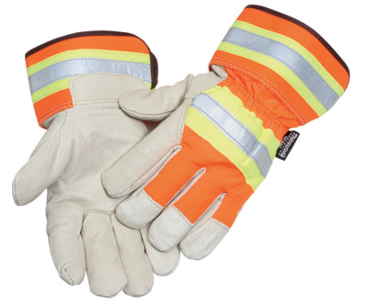 Large Red Reflective Microfiber Industrial Safety Daytime Gloves, High Viz Yellow HDT 403