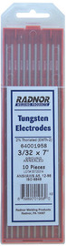 Package of RADNOR tungsten electrode ground on white background.