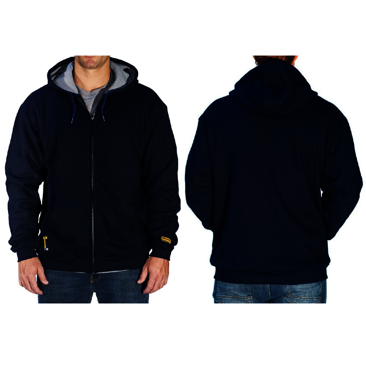 Benchmark FR Large Tall Navy American Fleece 42129 Cotton Modacrylic Flame  Resistant Hooded Sweatshirt With Zipper Closure