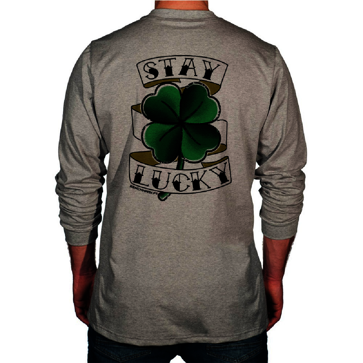 Benchmark FR Small Light Gray Second Gen Jersey Cotton Flame Resistant T-Shirt with Stay Lucky Graphic