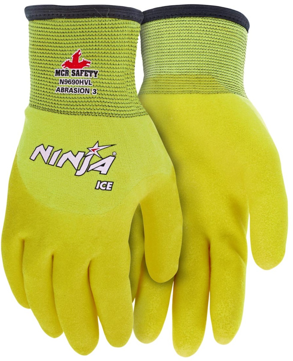 MCR Safety High Vis Yellow Coated Gloves,xl