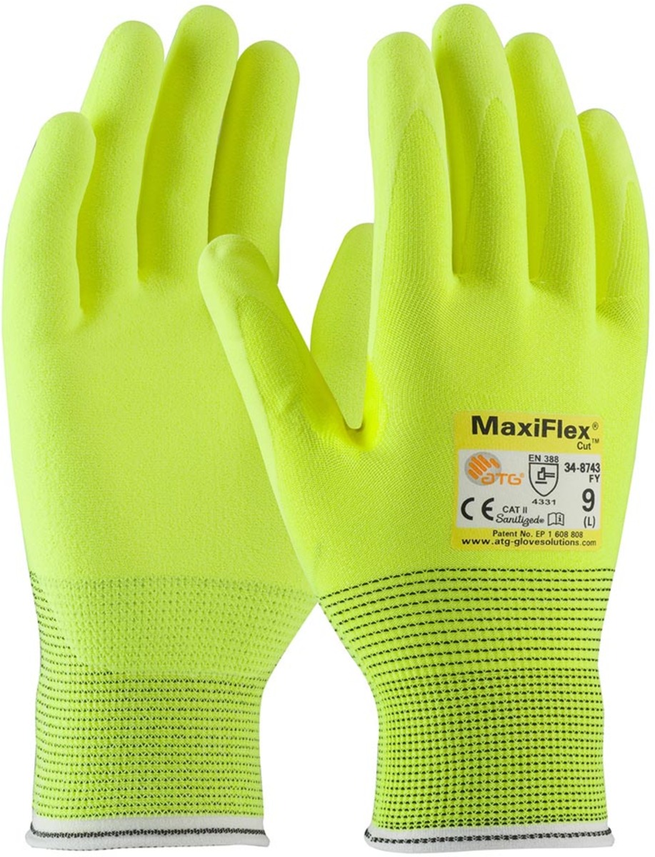 MaxiFlex Cut Men's Medium Green ANSI 2 Abraision Resistant Nitrile-Coated  Work Gloves