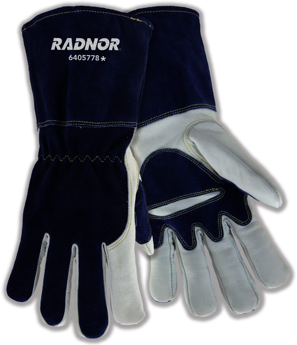 Airgas - RAD64056314 - RADNOR™ Medium Blue Nitrile Three-Quarter Coated  Work Gloves With Natural Jersey Liner And Knit Wrist