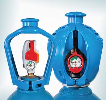 An image of two gas cylinders, one with a SMARTOP the other with an EXELTOP