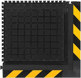 M+A Matting 21.75" X 21.75" Black And Yellow Nitrile Rubber Hog Heaven® III Comfort Modular Tiles Floor Mat