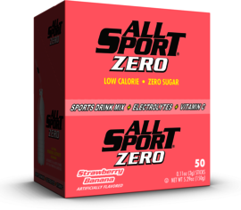 All Sport .11 Ounce Strawberry Banana Flavor ZERO Electrolyte Powder Mix Stick Sugar Free/Low Calorie Electrolyte Drink (50 Per Box)