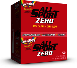 All Sport .11 Ounce Skittles Flavor ZERO Electrolyte Powder Mix Stick Sugar Free/Low Calorie Electrolyte Drink (50 Per Box)