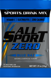 All Sport 1.9 Ounce Blue Raz Flavor ZERO Electrolyte Powder Mix Pouch Sugar Free/Low Calorie Electrolyte Drink (30 Per Case)