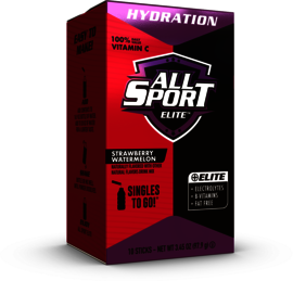 All Sport .35 Ounce Strawberry Watermelon Flavor Elite Electrolyte Powder Mix Stick Low Calorie Electrolyte Drink (10 Per Box)