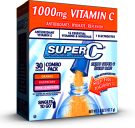 All Sport .11 Ounce Variety Flavor Super C Immunity Powder Mix Stick Sugar Free/Low Calorie Immunity Drink (30 Per Box)