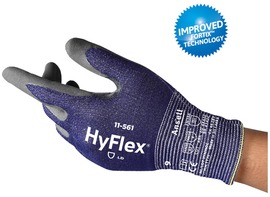 Ansell X-Large HyFlex® 11-561 15 Gauge Nylon, High Performance Polyethylene, Basalt, Spandex And Polyester Cut Resistant Gloves With Nitrile Coated Palm