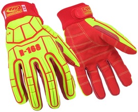 Ansell Large Red And Yellow RINGERS® R168 Kevlar® Stitching, PVC And High Performance Polyethylene Full Finger Mechanics Gloves With Safety Cuff