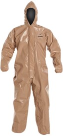 DuPont™ 5X Tan Tychem® 5000 18 mil Chemical Protective Coveralls (With Hood, Elastic Wrists And Ankles)