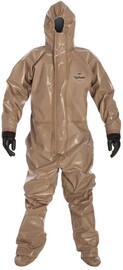 DuPont™ 4X Tan Tychem® 5000 18 mil Chemical Protective Coveralls (With Respirator Fitting Hood, Attached Socks And Gloves)