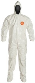 DuPont™ 3X White Tychem® 4000 12 mil Chemical Protective Coveralls (With Hood, Elastic Wrists And Attached Socks)