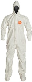 DuPont™ 3X White Tychem® 4000 12 mil Chemical Protective Coveralls (With Hood, Elastic Wrists And Attached Socks)