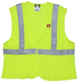 MCR Safety® Large Hi-Viz Yellow Mesh Modacrylic/Aramid Vest