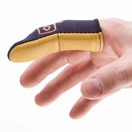 IMPACTO® Medium Blue And Yellow VEP Grain Leather Finger Protector