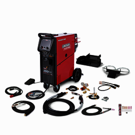 Lincoln Electric® POWER MIG® 360MP Single Phase CC/CV Multi-Process Welder With 208 - 575 Input Voltage, Pulse-on-Pulse® Delivery, Running Cart/Dual Cylinder Rack And Education One-Pak®