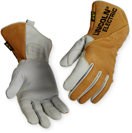 Lincoln Electric® Large 11.42" Light Brown And White Cowhide TIG Welders Gloves