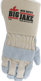 Memphis Glove Large Natural Premium Side Split Leather Palm Gloves With Canvas Back And Gauntlet Cuff