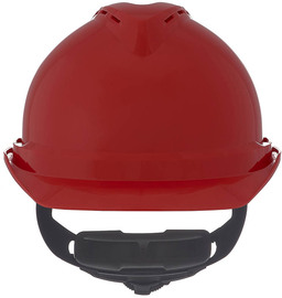 MSA Red V-Gard® Polyethylene Cap Style Hard Hat With Ratchet/4 Point Ratchet Suspension