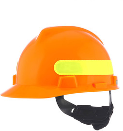 MSA Hi-Viz Orange V-Gard® Polyethylene Cap Style Hard Hat With Ratchet/4 Point Ratchet Suspension