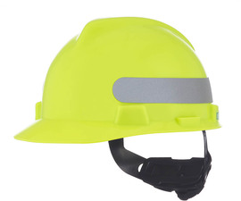 MSA Hi-Viz Yellow V-Gard® Polyethylene Cap Style Hard Hat With Ratchet/4 Point Ratchet Suspension