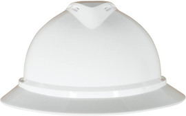 MSA White V-Gard® Polyethylene Full Brim Hard Hat With Ratchet/6 Point Ratchet Suspension