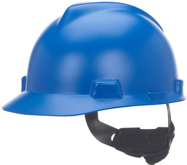 MSA Blue V-Gard® Matte Hard Hat HDPE/Polyethylene Cap Style Hard Hat With Ratchet Suspension