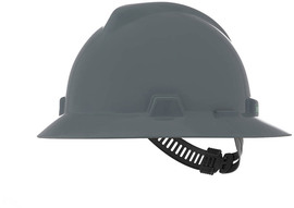 MSA Gray V-Gard® Polyethylene Full Brim Hard Hat With Pinlock/4 Point Pinlock Suspension