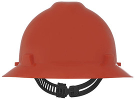 MSA Orange V-Gard® Polyethylene Full Brim Hard Hat With Pinlock/4 Point Pinlock Suspension