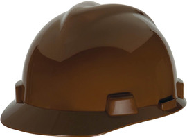 MSA Brown V-Gard® Polyethylene Cap Style Hard Hat With Pinlock/4 Point Pinlock Suspension