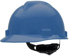 MSA Blue V-Gard® Polyethylene Cap Style Hard Hat With Ratchet/4 Point Ratchet Suspension