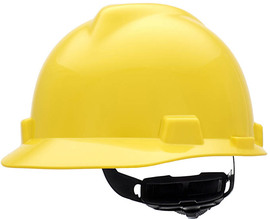 MSA Yellow V-Gard® Polyethylene Cap Style Hard Hat With Ratchet/4 Point Ratchet Suspension