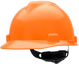 MSA Orange V-Gard® Polyethylene Cap Style Hard Hat With Ratchet/4 Point Ratchet Suspension