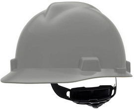 MSA Gray V-Gard® Polyethylene Cap Style Hard Hat With Ratchet/4 Point Ratchet Suspension