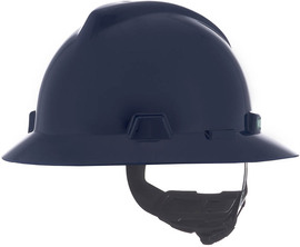 MSA Blue V-Gard® Polyethylene Full Brim Hard Hat With Ratchet/4 Point Ratchet Suspension