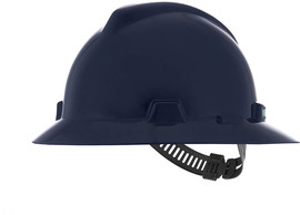 MSA Blue V-Gard® Polyethylene Full Brim Hard Hat With Pinlock/4 Point Pinlock Suspension