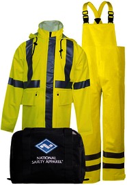 National Safety Apparel® Small Hi-Viz Yellow 30" Arc H2O™ Cotton And Polyurethane Suit