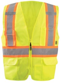 OccuNomix Large Hi-Viz Yellow And Orange Polyester Tricot Front/Mesh Vest