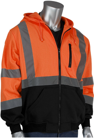 Protective Industrial Products Small Hi-Viz Orange PIP® Water Repellent Polyester/Fleece Sweatshirt