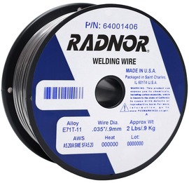 .035" E71T-11 RADNOR™ 71T-11 Self Shielded Flux Core Carbon Steel Tubular Welding Wire 2 lb Plastic Spool