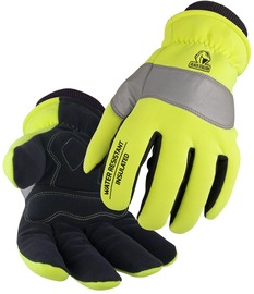 Black Stallion® Small Hi-Viz Green And Black Synthetic Leather Fleece Lined Reflective Tape/Water Resistant Cold Weather Gloves