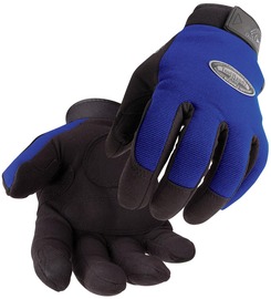 Black Stallion® Large Blue And Black ToolHandz® Plus Spandex And Synthetic Leather And Neoprene Full Finger Mechanics Gloves With Neoprene Pull Tab Cuff