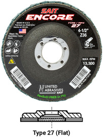 United Abrasives SAIT 4-1/2" X 7/8" 80 Grit Type 27 Flap Discs