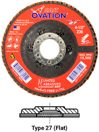 United Abrasives SAIT 6" X 5/8" - 11 60 Grit Type 27 Flap Discs