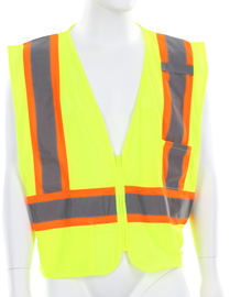 MCR Safety® X-Large Hi-Viz Green, Silver And Orange Luminator Mesh Polyester Vest